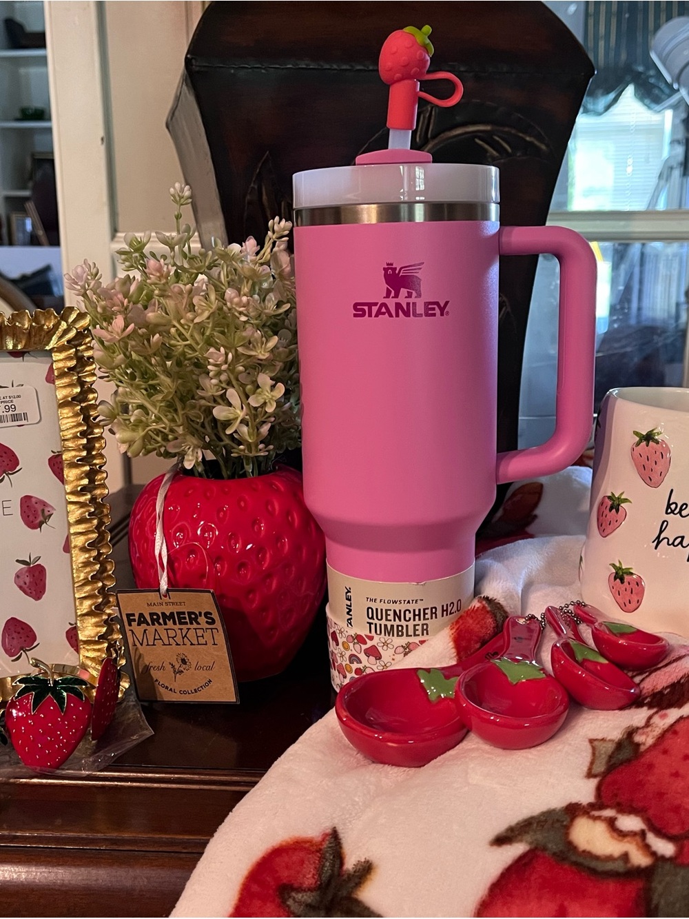 Strawberry Bundle • Stanley vase blanket frame mug & more